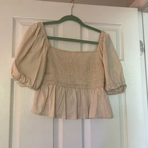 Smock cream off the shoulder blouse